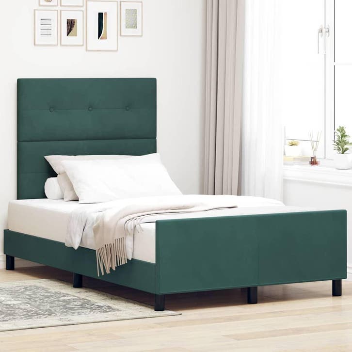 vidaXL Boxspring bed met hoofdeinde Donkergroen 120 x 190 cm, Maison & Meubles, Chambre à coucher | Lits, Envoi