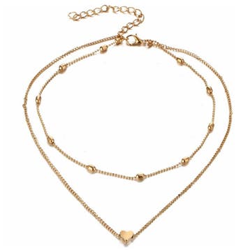 Fako Bijoux - Ketting - Dubbele Choker Layer - Hartje -, Verzenden
