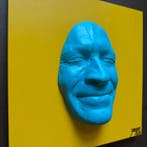 gregos - Blue light smile on yellow background, Antiquités & Art