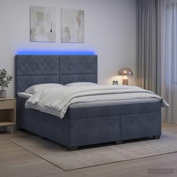 vidaXL Boxspringbed met matras Donkergrijs 140 x 190 cm, Verzenden