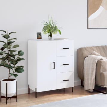 vidaXL Dressoir 69,5x34x90 cm bewerkt hout hoogglans wit, Verzenden