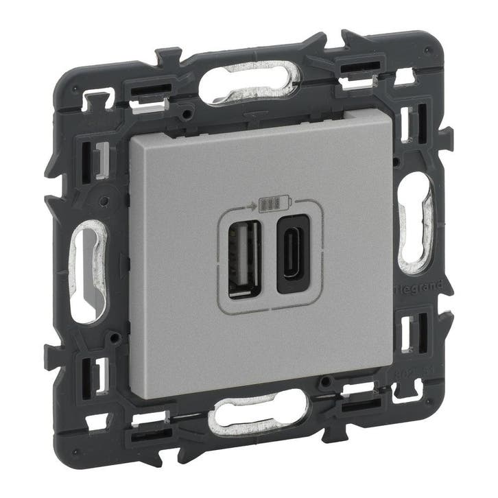 Legrand Valve 2XUSB Type A+C Dispositif complet Alu Avec Vis, Bricolage & Construction, Électricité & Câbles, Envoi