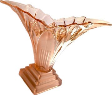 Art Deco large Auguste Walther & Söhne pressed glass vase -