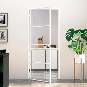 vidaXL Binnendeur 83x201,5 cm gehard glas en aluminium smal, Verzenden, Nieuw