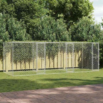 vidaXL Hondenbench Zilver 600 x 200 x 200 cm Gegevens staal, Verzenden