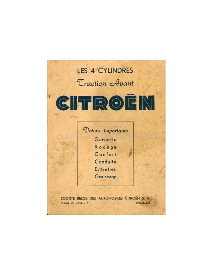 1951 CITROËN TRACTION AVANT INSTRUCTIEBOEKJE FRANS, Autos : Divers, Modes d'emploi & Notices d'utilisation