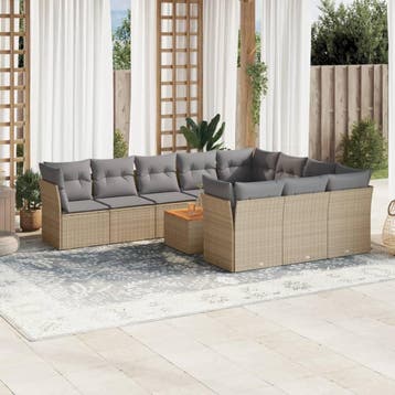 vidaXL 11-delige Loungeset met kussens poly rattan gemengd, Verzenden, Loungeset