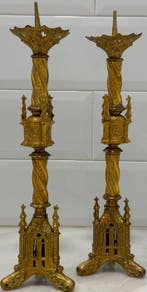 Kaarsenhouder (2) - Verguld messing - Set van twee