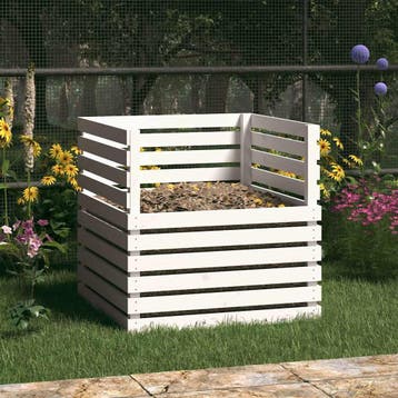 vidaXL Compostbak 80x80x78 cm massief grenenhout wit, Verzenden, Nieuw