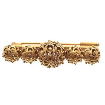 Antiek gouden broche; Filigrain techniek, Ophalen of Verzenden, Gebruikt, Goud, Goud