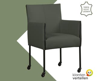 Leren eetkamerstoel More - Toledo Verde (donkergroen) -, Huis en Inrichting, Overige kleuren, Bohemian, Industrieel, Modern, Scandinavisch