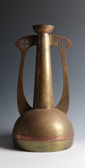 Kurz & Co. - Vaas - Messing - Jugendstil - H. 45 cm., Antiek en Kunst