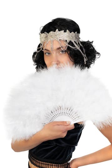 KIMU® Waaier Luxe Wit Fan Veertjes Dons Witte Handwaaier Vou, Kleding | Dames, Ophalen of Verzenden, Nieuw