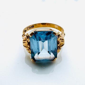 Ring - 18 karaat Geel goud - 5.49ct. tw. Topaas, Handtassen en Accessoires, Ringen, Nieuw