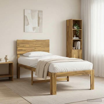 vidaXL Eenpersoonsbed met hoofdbord ROSTOCK Wit 75 x 190 cm, Huis en Inrichting, Verzenden, Nieuw