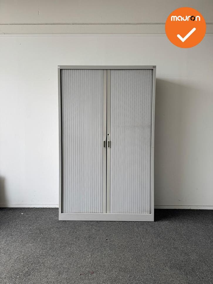 Roldeurkast -BASIC -b-keuze- 198x123x43cm - zilvergrijs met, Zakelijke goederen, Kantoor en Winkelinrichting | Kantoormeubilair en Inrichting