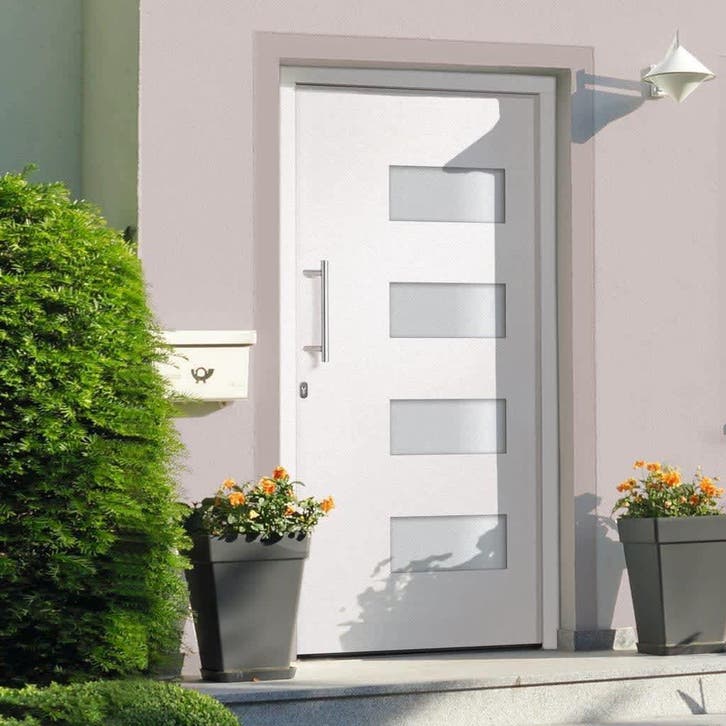 vidaXL Voordeur 100x210 cm aluminium en PVC wit, Bricolage & Construction, Fenêtres & Moustiquaires, Envoi