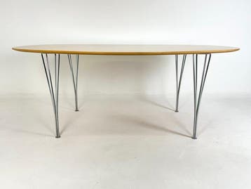 Bruno Mathsson - Tafel - Superellips - Hout, Staal