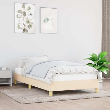 vidaXL Bedframe zonder matras 90x190 cm stof crèmekleurig, Verzenden