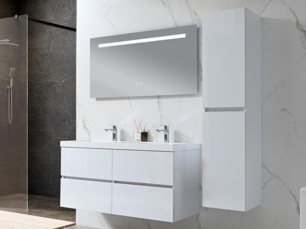 Veiling - Badkamermeubel 120 cm - Hoogglans wit + witte wasb, Bricolage & Construction, Sanitaire