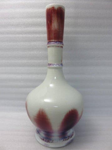 Vase - Vase à fleurs en Tatuno Ware, émaillé paon, par