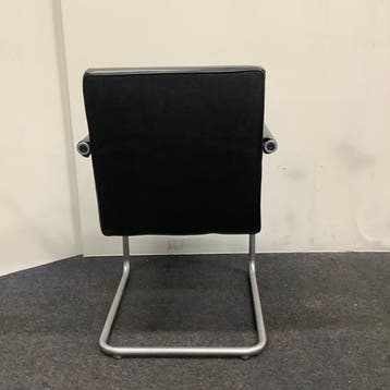 vitra Visasoft Visavis vergaderstoelen, zwart leder - metaal, Gebruikt, Zwart, Eén