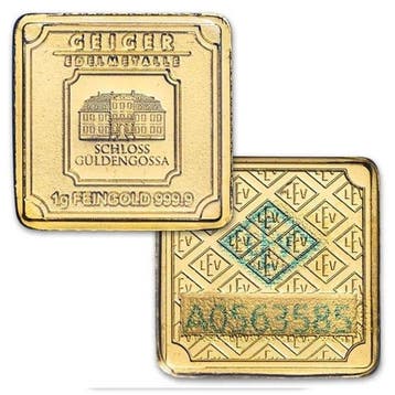 1 gramme - Or .999 - 1g .9999 Fine Gold Bar Germany Geiger, Timbres & Monnaies, Métaux nobles & Lingots