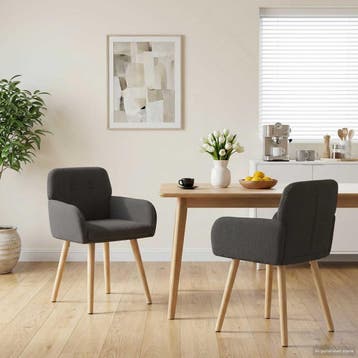 vidaXL Eetstoelen 2 st Bouclé Donkergrijs 59 x 57 x 85 cm, Verzenden, Nieuw