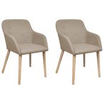vidaXL Eetkamerstoelen 2 st stof en massief eikenhout beige, Verzenden, Nieuw