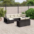 vidaXL 10-delige Loungeset met kussens poly rattan zwart, Verzenden, Loungeset