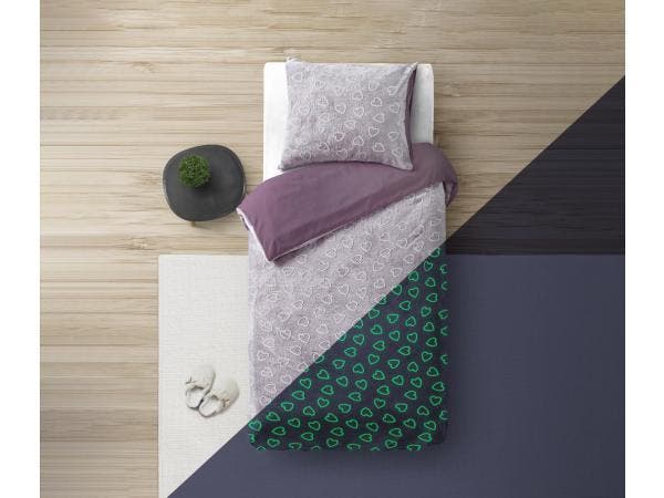 Veiling - Glow in the Dark Hearts Dekbedovertrek 140x200, Huis en Inrichting, Slaapkamer | Beddengoed