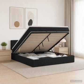 vidaXL Ottoman bed met matras met hoofdeinde Zwart 140 x 200, Maison & Meubles, Chambre à coucher | Lits, Verzenden