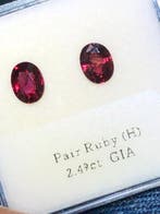 2 pcs Rood Robijn - 2.49 ct - Gemological Institute of