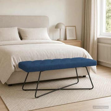 vidaXL Bank met knopen tufting Blauw 110 x 40 x 46 cm Stof, Verzenden