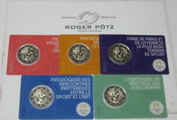 Frankreich 5 x 2 Euro 2022 Olympiade Paris in diversen Co..., Verzenden, België