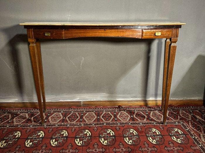 Console - Bois, Marbre, Laiton, Antiek en Kunst, Antiek | Overige Antiek