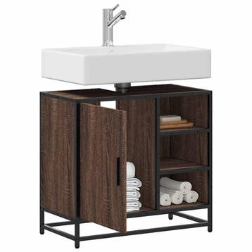 vidaXL Wastafelkast 65x33x60 cm bewerkt hout bruin, Verzenden, Nieuw