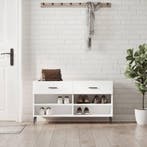 vidaXL Schoenenbank 102x35x55 cm bewerkt hout wit, Huis en Inrichting, Kasten | Schoenenkasten, Verzenden, Nieuw