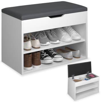 Schoenenkast Jasmina met zitkussen 60x30x43,5cm - wit, Verzenden