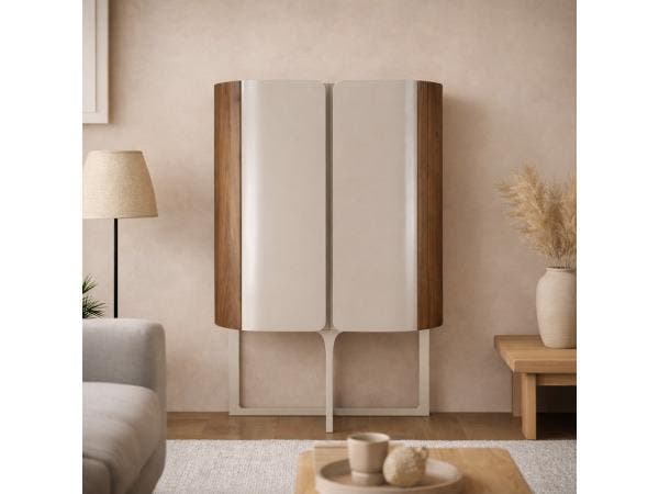 Veiling - Wandkast Walnoot - 160cm - Notenhout bruin - Creme, Huis en Inrichting, Kasten | Wandmeubels