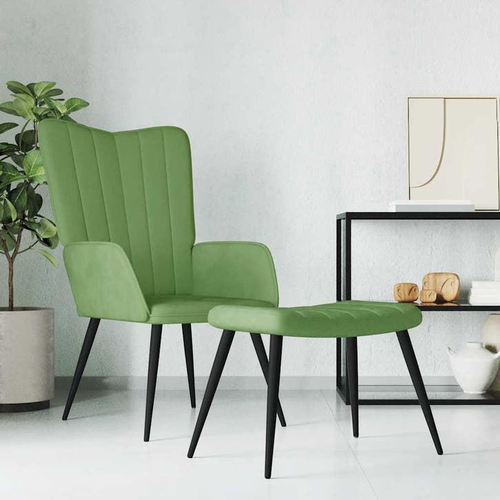 vidaXL Relaxstoel met voetenbank fluweel lichtgroen, Huis en Inrichting, Fauteuils, Nieuw, Verzenden