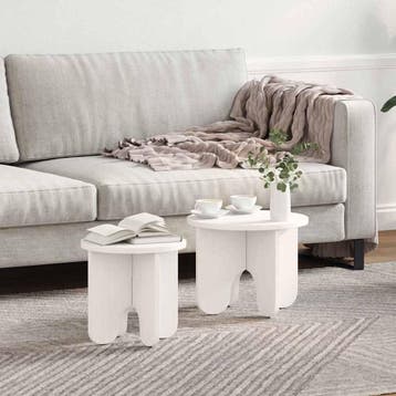 vidaXL Salontafel 2 st Wit 39.5 x 39.5 x 30 cm Massief, Verzenden