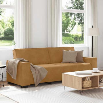 vidaXL Driezitsbank / zetel 220x78x84 cm fluweel bruin, Verzenden