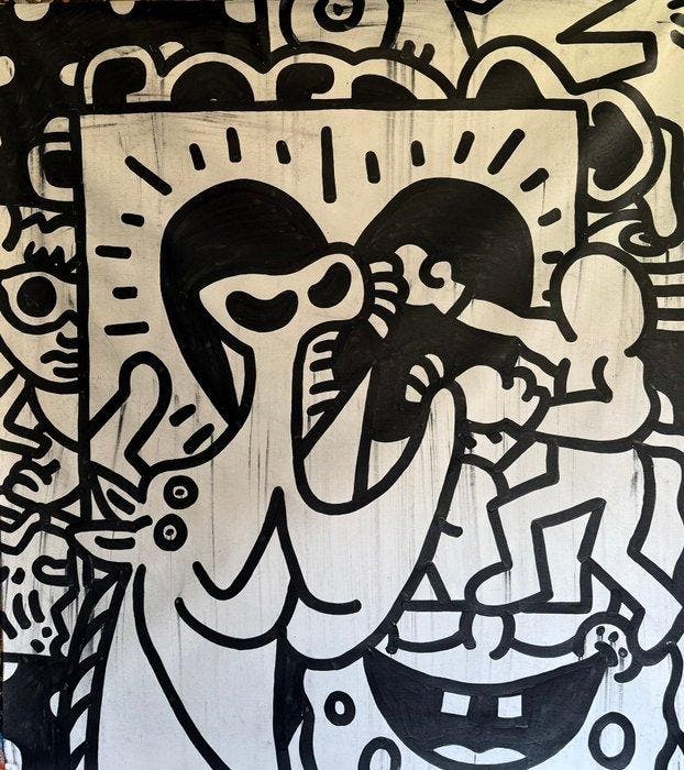 Freda People - Pop Wall Black And White XL, Antiek en Kunst, Kunst | Schilderijen | Modern