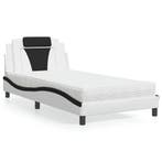 vidaXL Bed Viana met matras kunstleer wit en zwart 100x200, Verzenden, Nieuw