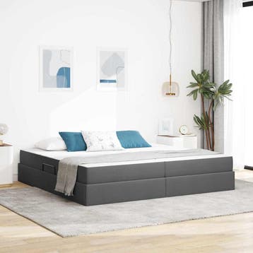 vidaXL Opbergbed met matras Donkergrijs 200 x 200 cm, Verzenden, Nieuw