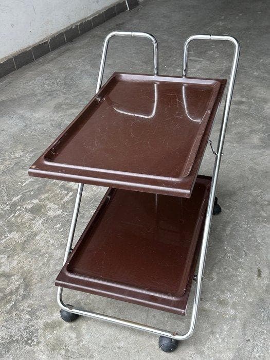 Serveerwagen - Metaal, Plastic - Opvouwbare kar, Antiquités & Art, Art | Objets design