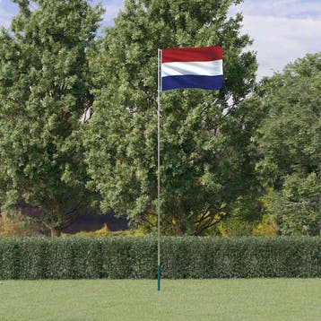 vidaXL Vlag met vlaggenmast Nederland 5,5 m aluminium, Verzenden