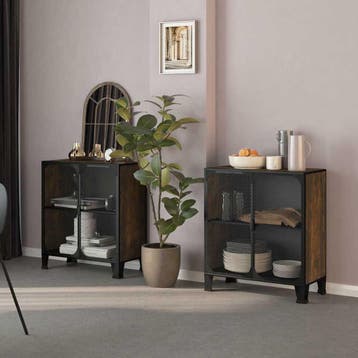 vidaXL Opbergkasten 2 st 72x36x82 cm metaal en MDF rustiek, Verzenden, Nieuw