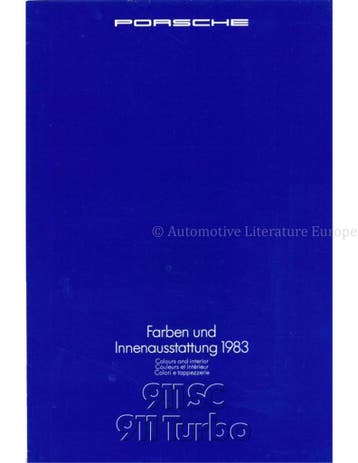 1983 PORSCHE 911 SC TURBO KLEUREN UITRUSTING BROCHURE DUITS